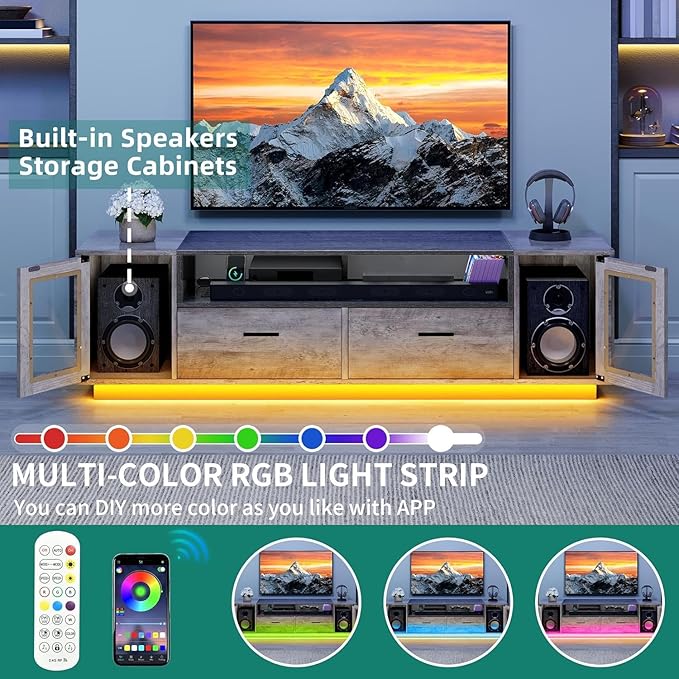 YITAHOME TV Stands for Living Room, Farmhouse TV Stand for 65/70 inch TV - Image 4