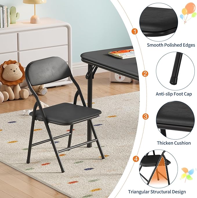 GarveeHome 5-Piece Kids Folding Table and Chairs Set, Toddlers Children's - Image 5