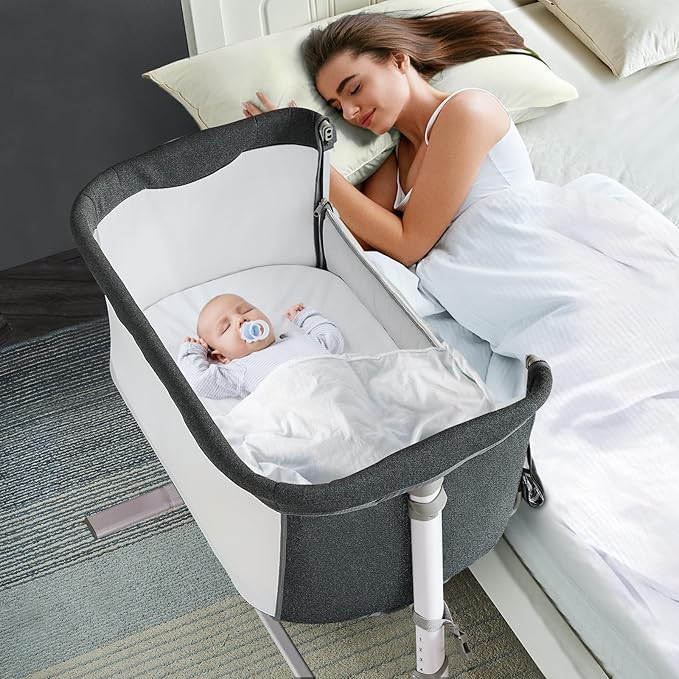 RONBEI Baby Bassinet Bedside Sleeper, Height Adjustable Bedside Bassinet by RONBEI