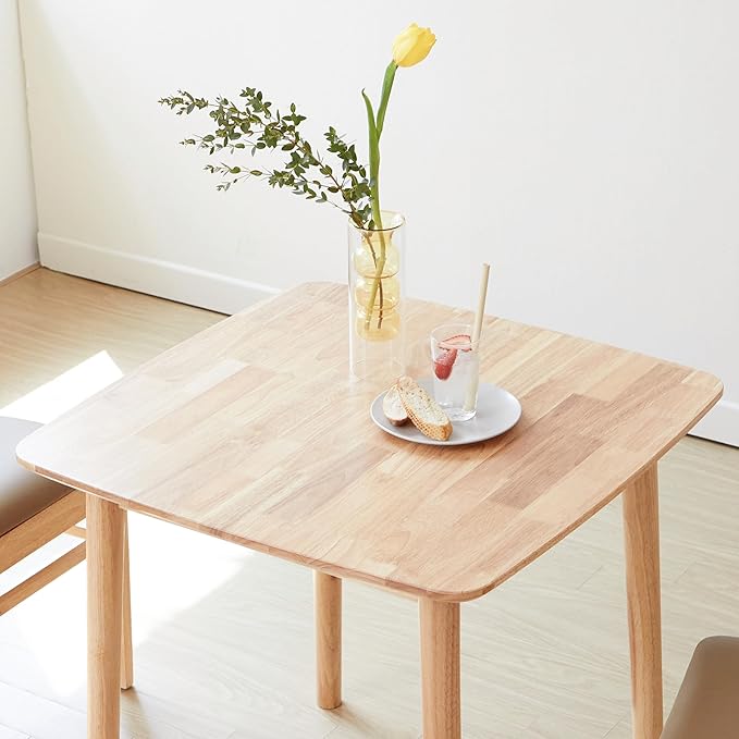 Livinia Aslan 29.5" Malaysian Oak Square Wooden Dining Table/Small Solid Wood - Image 5