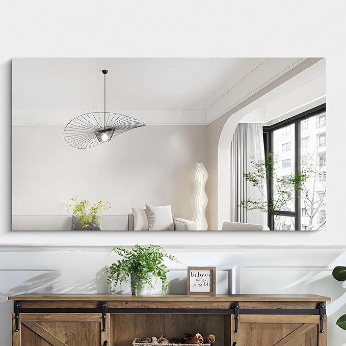 KOCUUY Large Frameless Mirror, 55x30 Inch Rectangle Bathroom Vanity Mirror - Image 3