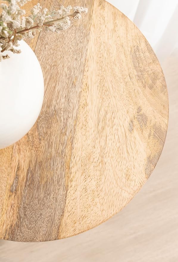 Kate and Laurel Talcott Modern Round Wood Side Table, Natural Wood, - Image 6