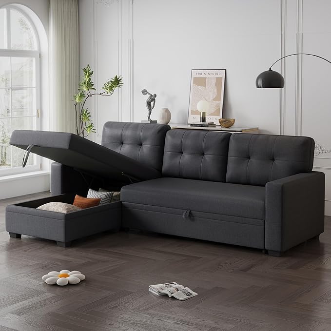 Ball & Cast Convertible Sectional Sleeper Sofa Bed L Shaped 4 in 1 Pull Out - Image 9
