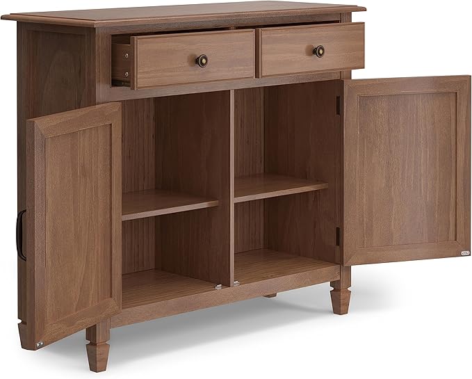 SIMPLIHOME Connaught 40-inch Wide Solid Wood Storage Cabinet in Medium Saddle - Image 4