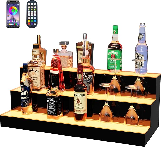 MESAlLUP LED Lighted Liquor Bottle Display Bar Shelves by MESAILUP