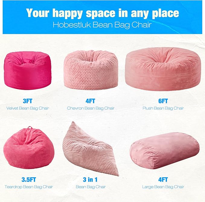 Hobestluk 4FT Bean Bag Chair Large Beanbag - Image 7