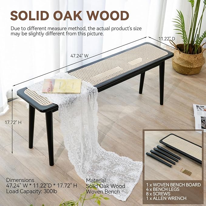 Entryway Bench, Solid Wood Kitchen Dining Bench, Mid Century Modern End of Bed - Image 2