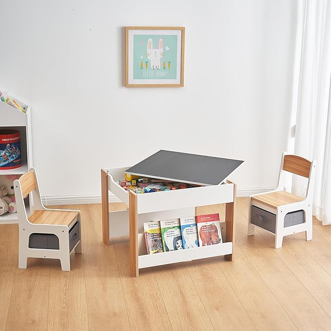 Asweets Kids Table and Chair Set, 4 in 1 Toddler Desk - Image 3