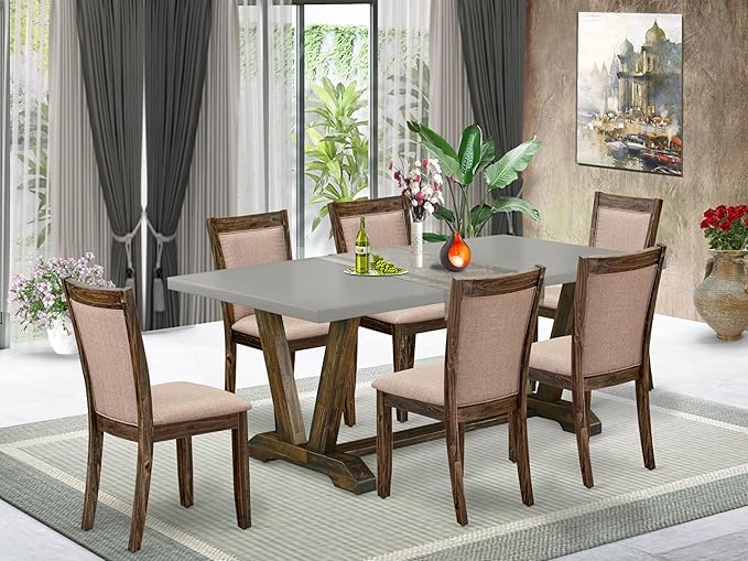 East West Furniture V797MZ716-7 7 Piece Dining Table Set Consist of a Rectangle - Image 2