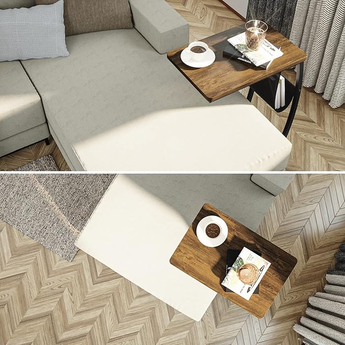 SRIWATANA Side Table End Table, Vintage C Shaped Couch Table - Image 7