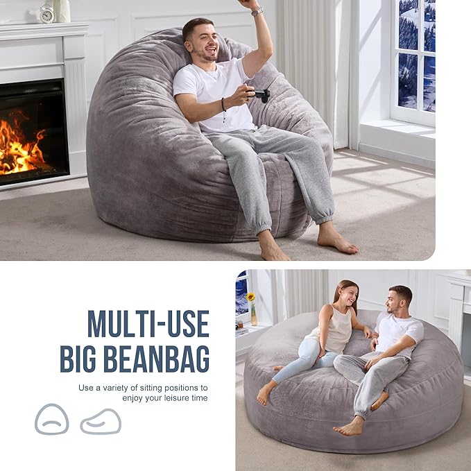 Hobestluk 6ft Bean Bag Chairs for Adults Large Beanbag Chair - Image 5