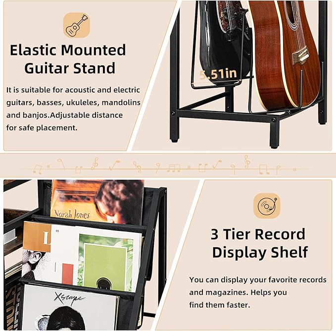 LELELINKY Record Player Stand, Adjustable Guitar Stand - Image 4
