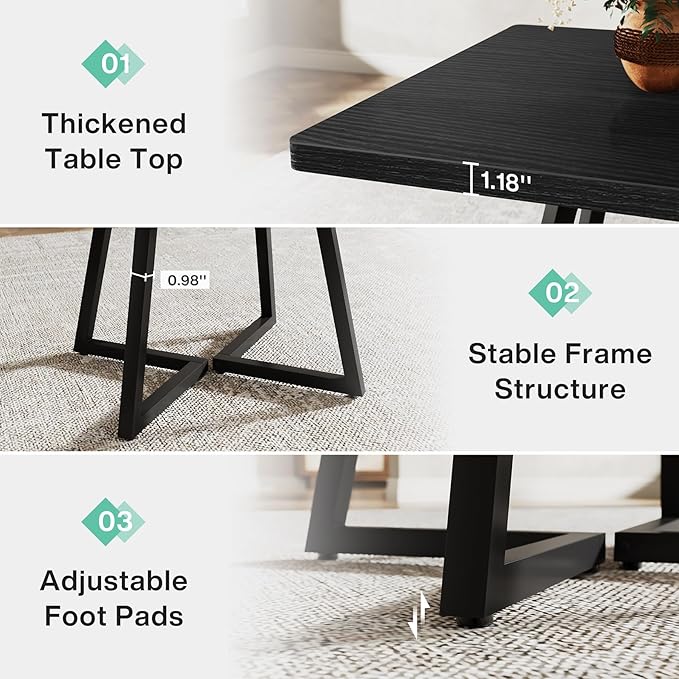 Tribesigns Square Dining Table for 6, 31.5" Industrial Dinner Table - Image 8