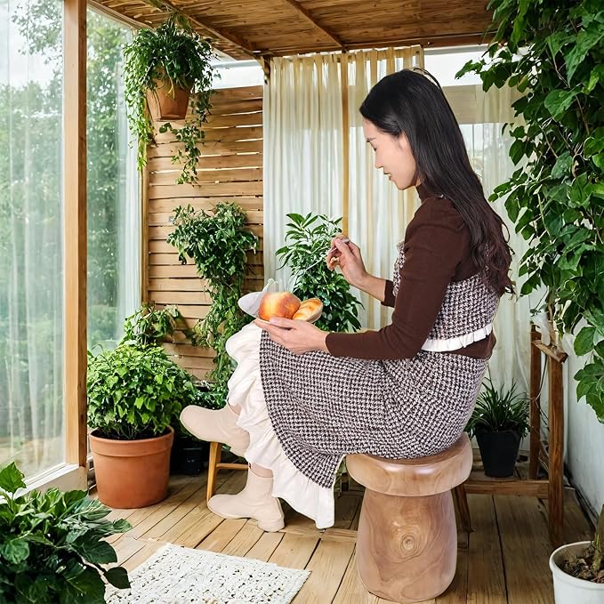 TORMAYS HOME Handmade Wood Side Table Tree Stump End Table Solid Wood Stool - Image 6