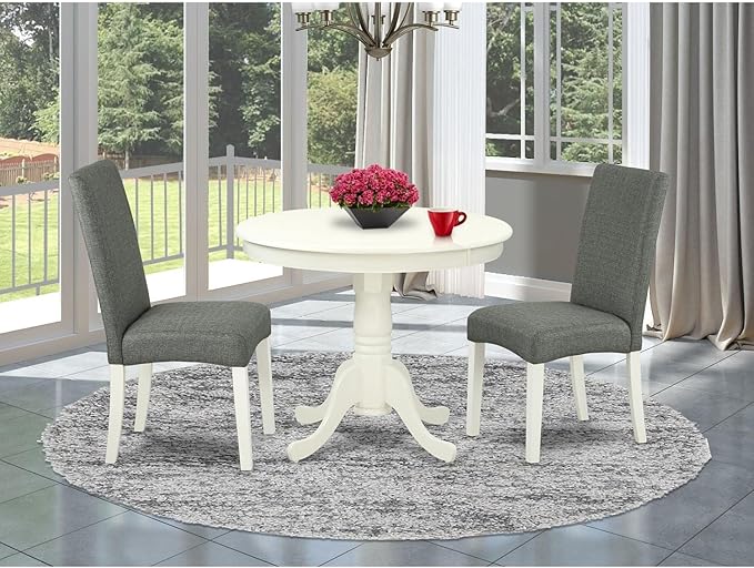 East West Furniture ANDR3-LWH-07 3 Piece Modern Dining Table Set Contains a - Image 6