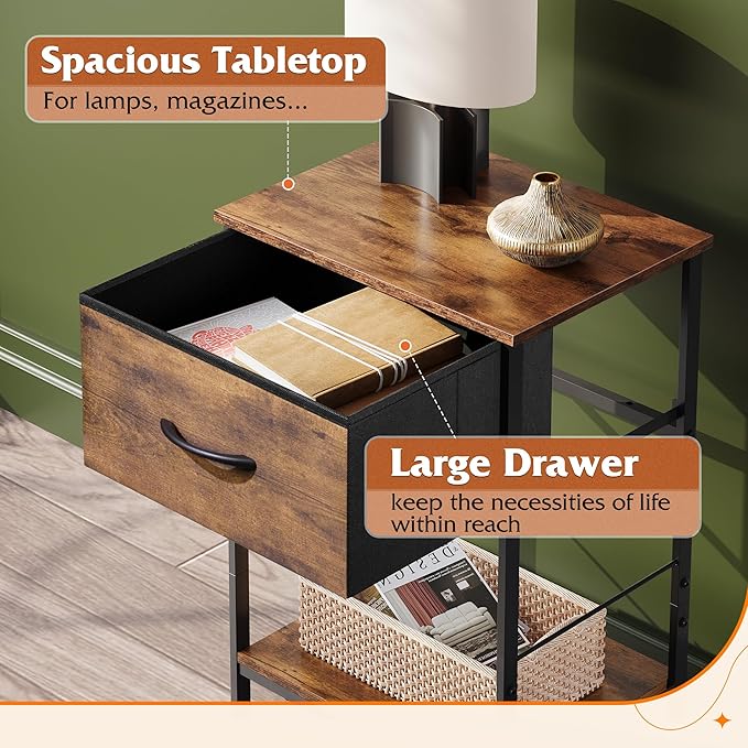 WLIVE Nightstand Set of 2, End Table - Image 5