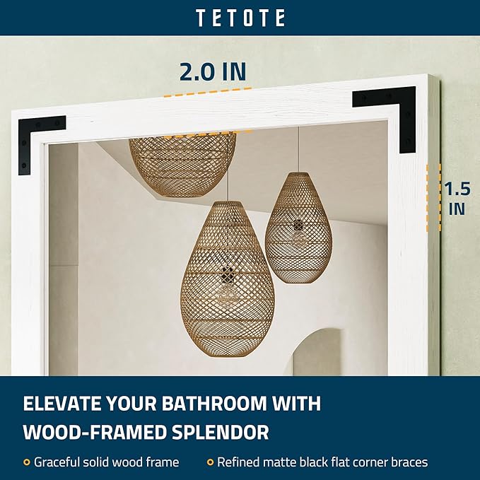 TETOTE 24 x 32 White Wood Mirror - Image 2