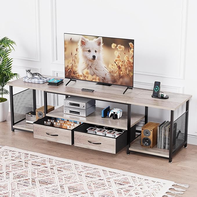 TV Stand with Drawers and Power Outlets by eiskah