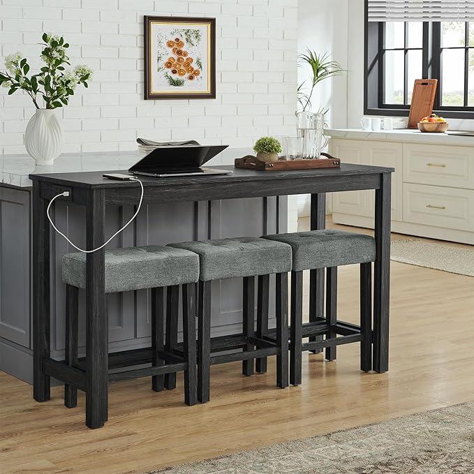 Ball & Cast 4 Piece Kitchen Dining Room Table and Chairs Set, Farmhouse Wooden - Image 5
