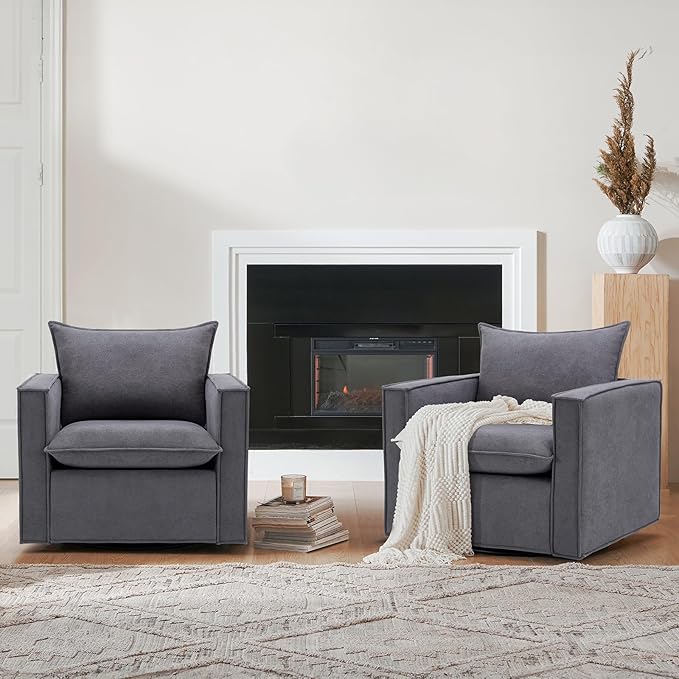 Swivel Accent Chair, 34 Inches Wide Upholstered Arm Chair - Image 7