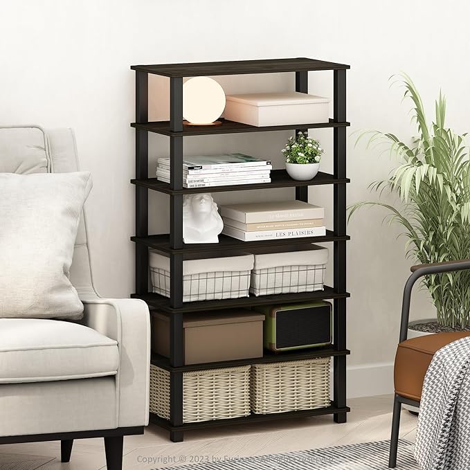 Furinno Turn-S-Tube 4-Tier Multipurpose Standing Shelves, Espresso/Black - Image 3