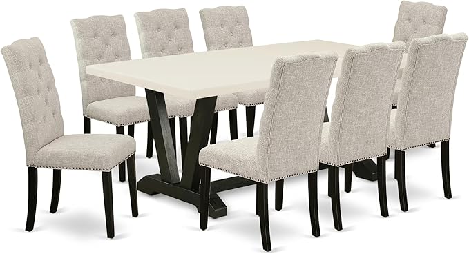 East West Furniture V627EL635-9 9 Piece Dining Table Set Includes a Rectangle by EastWestFurniture