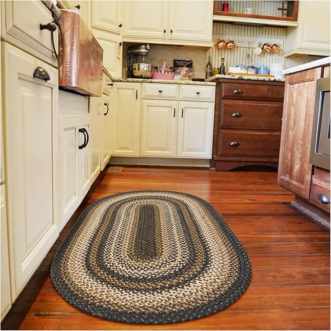 Kilimanjaro Black and Tan Oval Braided Rug, 2x3' - Image 10