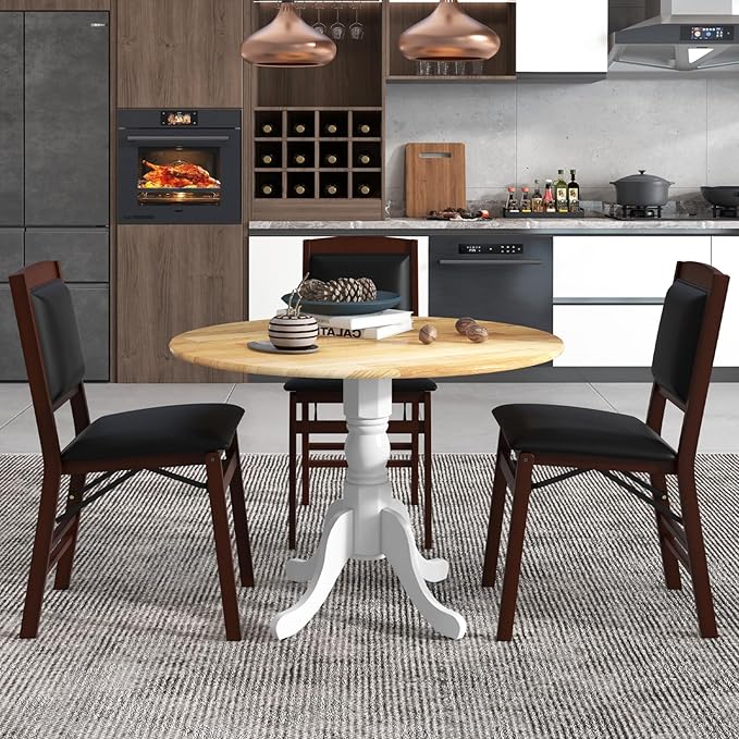 COSTWAY Round Dining Table for 4, 39-inch Wooden Kitchen Table - Image 7