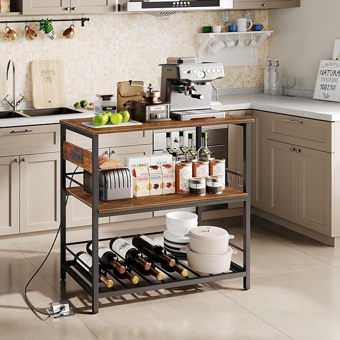 HOOBRO Kitchen Island with Storage, Kitchen Island Table with Power Outlet - Image 2