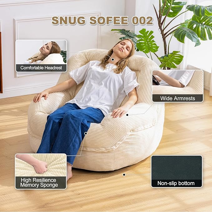 Giant Bean Bag Chair with Armrests - Image 3
