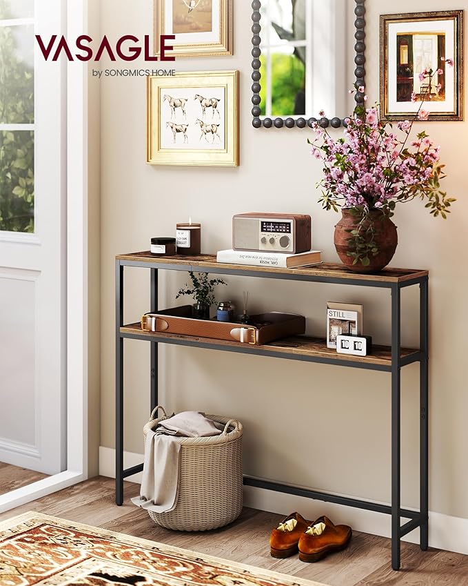 VASAGLE Console Table, 2-Tier Narrow Sofa Table - Image 2