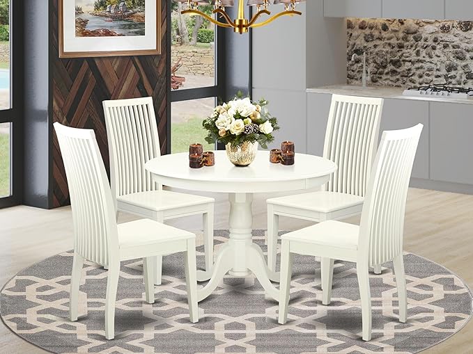 East West Furniture HLIP5-LWH-W 5 Piece Kitchen Table Set - Image 2