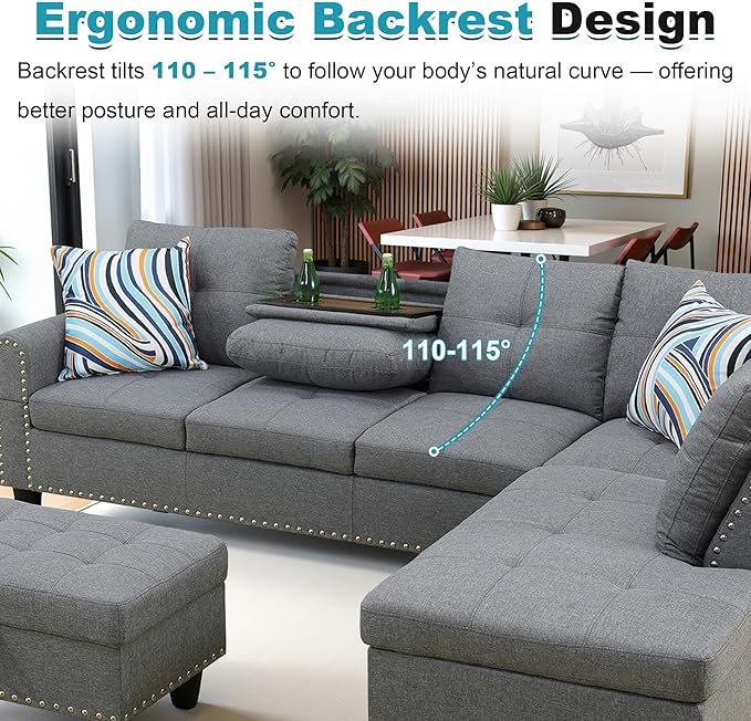 97.5" Oversized Sectional Couch, L Shaped Couch - Image 6