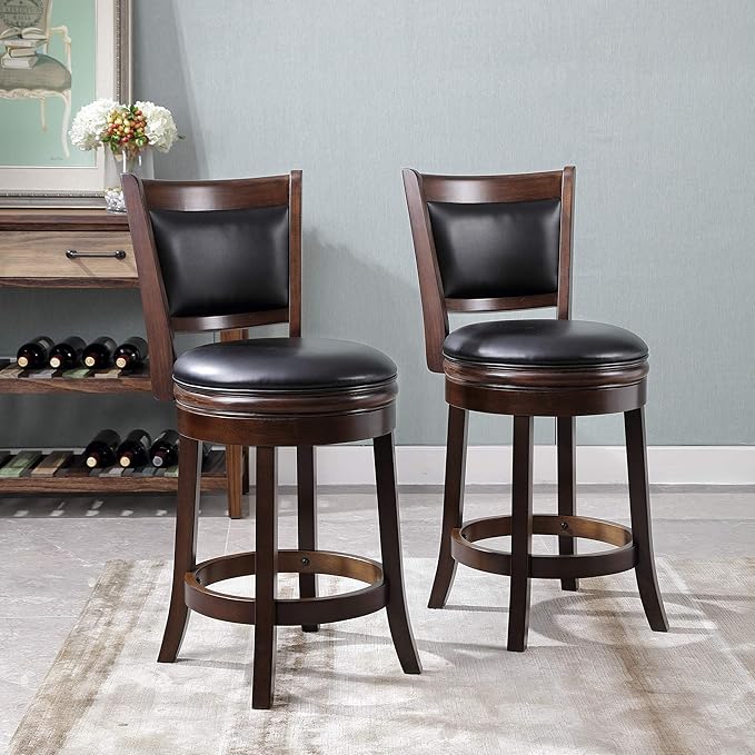 Ball & Cast Swivel Counter Height Barstool 24 Inch Seat Height Cappuccino Set - Image 9