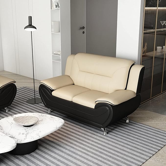 Container Furniture Direct Michael Sofa and Loveseat, Camel/Black - Image 4