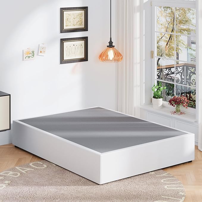 16 Inch Queen Bed Frame with White Skirt Cover, Metal Bed Frame Queen Size with - Image 6