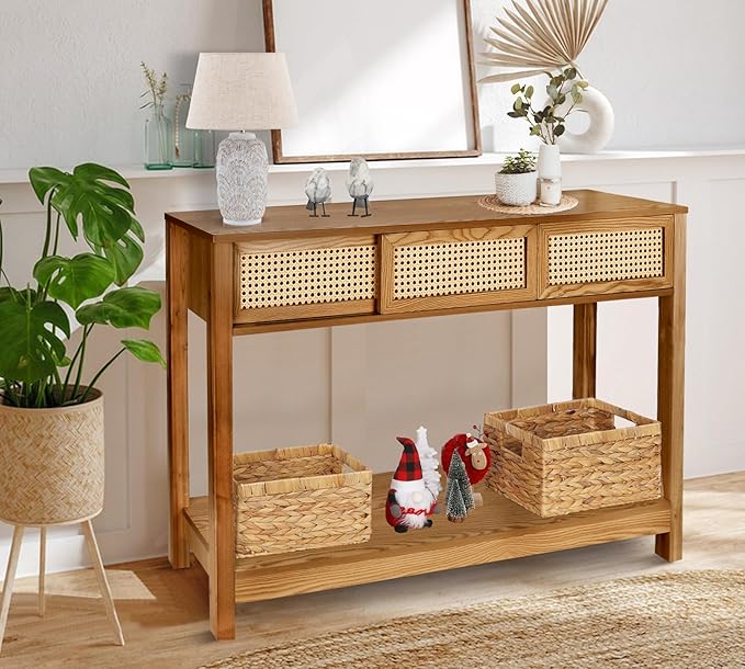 ZYBT Long Console Table, Rattan Entry Table, Console Tables - Image 5