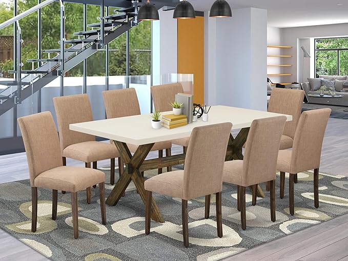 East West Furniture X727AB747-9 9 Piece Dining Set Includes a Rectangle Dining - Image 2