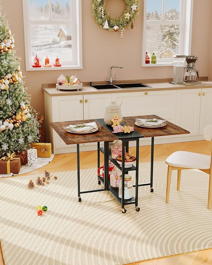 Folding Dining Table, Movable Dining Table, Expandable Kitchen Table, Versatile - Image 2