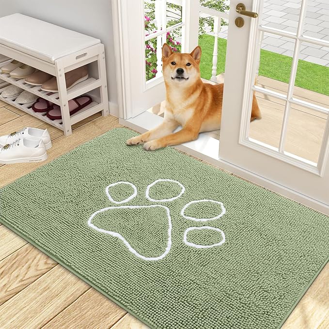 OLANLY Door Mat for Muddy Dog Paws 48x30, Ultra Absorbent Chenille Mud Doormat by OLANLY