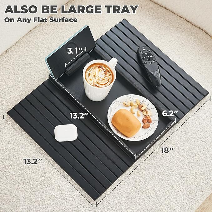 Bamboo Sofa Arm Tray, Anti Falling Couch Arm Tray Armrest Table - Image 6