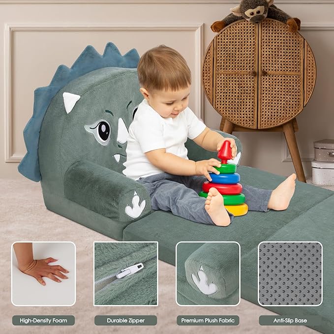 Kids Couch Comfy Foldable Kids Sofa to Lounger 2 in 1 Toddler Chair Plush Baby - Image 5