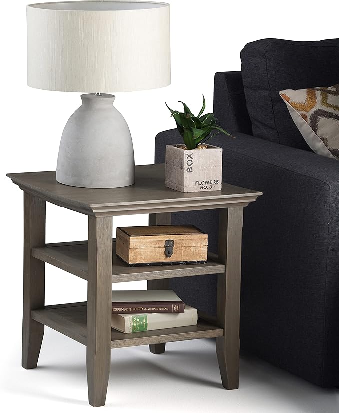 SIMPLIHOME Acadian SOLID WOOD 19 inch Wide Square Transitional End Table in - Image 14