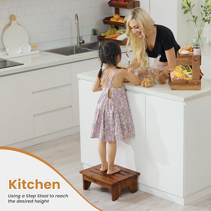 Holana 6" Acacia Wood One Step Stool - Image 4