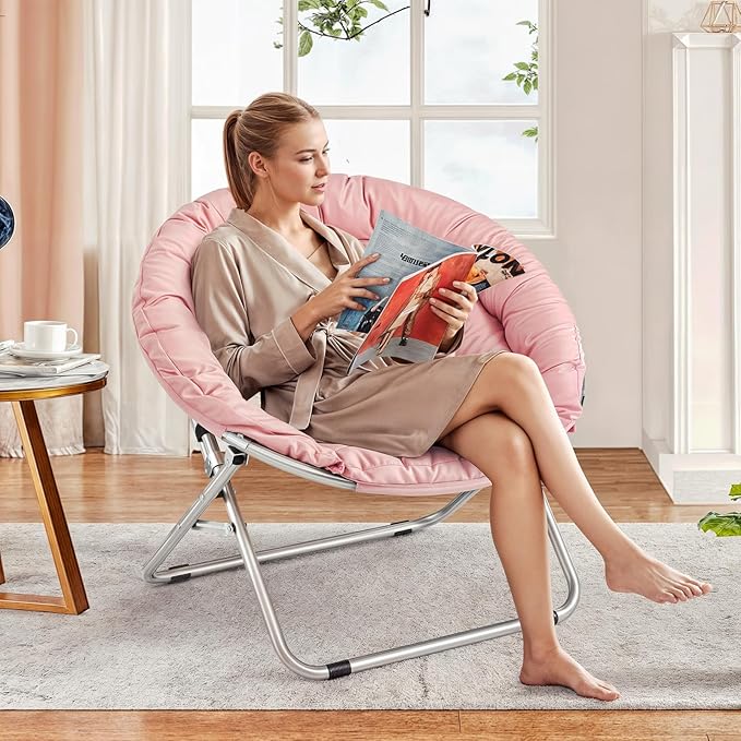 MoNiBloom Round Folding Saucer Chairs Set of 2 - Image 4