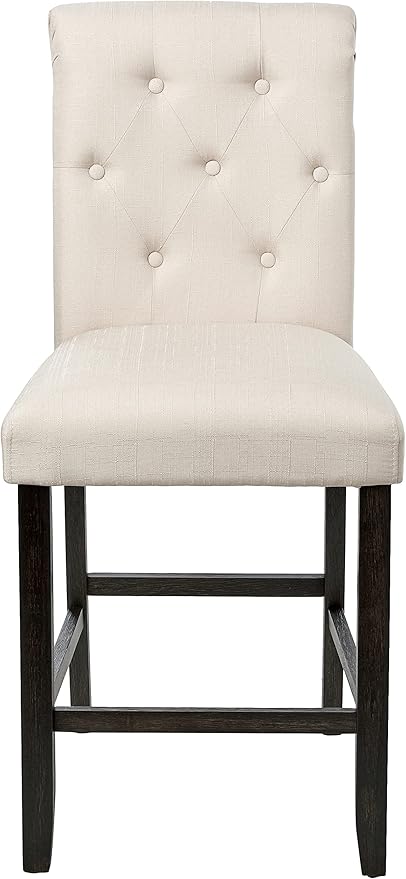 Roundhill Furniture Hendley Solid Wood Tufted Counter Height Stools - Image 3