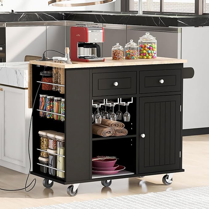 Merax Rubber Wood Kitchen Island by Merax