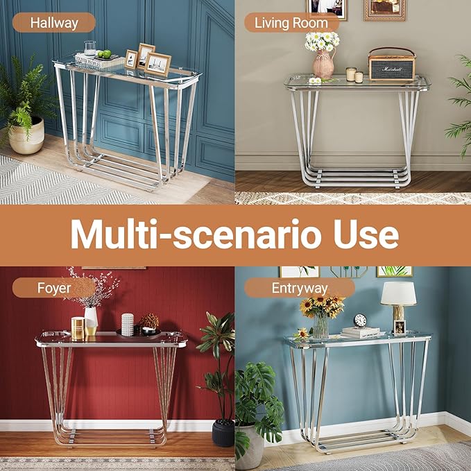 OIOG Glass Console Table for Entryway, Modern Entrance Table - Image 6