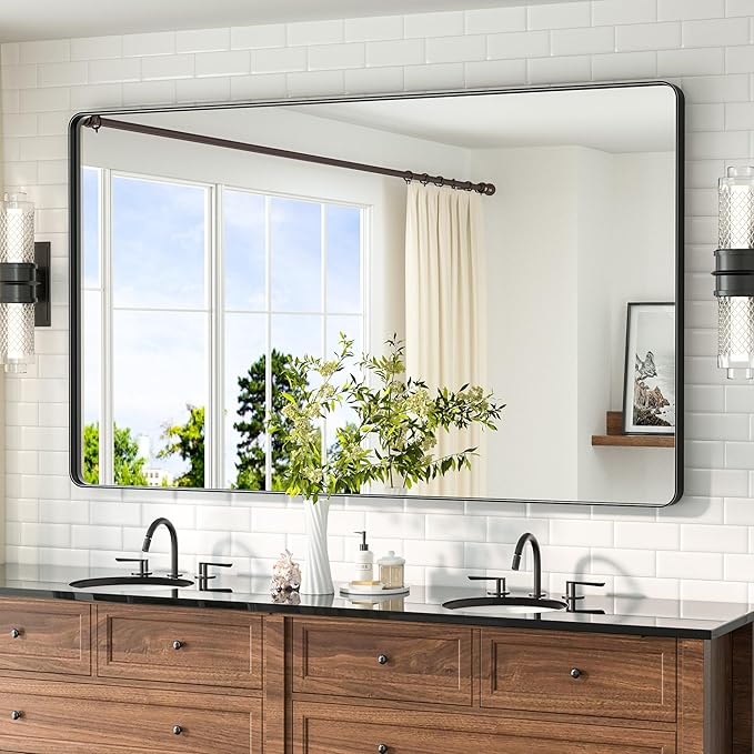 TETOTE 60 x 36 Black Mirror for Bathroom Large Black Framed Mirror for Bathroom by TETOTE