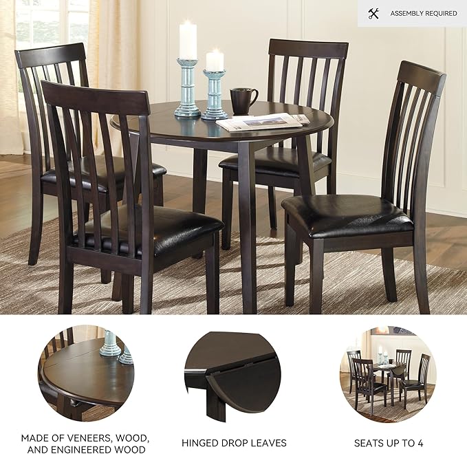 Signature Design by Ashley Hammis Round Dining Room Drop Leaf Table, Dark Brown - Image 4